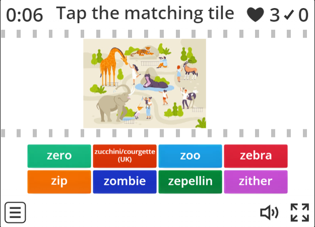 Image of 
<span>A2.1: Words beginning with 'Z' (find the match)</span>
