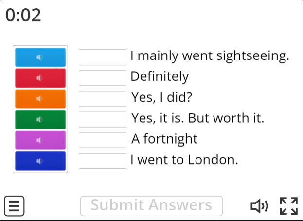 Image of 
<span>A2.1: Holiday conversation (match up)</span>
